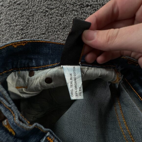 Nudie Jeans Blue Denim Trousers Designer Size 28x32 Grim Tim Org Teal Blue Adult - Picture 9 of 14